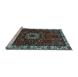Sideview of Machine Washable Persian Light Blue Traditional Rug, wshtr972lblu