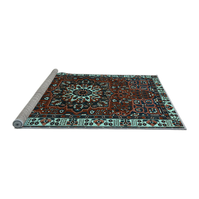 Sideview of Machine Washable Persian Light Blue Traditional Rug, wshtr972lblu