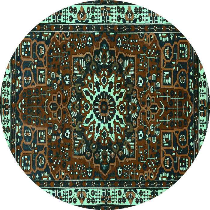 Round Persian Turquoise Traditional Rug, tr972turq