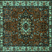 Square Persian Turquoise Traditional Rug, tr972turq