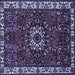 Square Machine Washable Persian Blue Traditional Rug, wshtr972blu