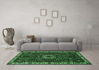 Machine Washable Persian Emerald Green Traditional Rug, wshtr972emgrn