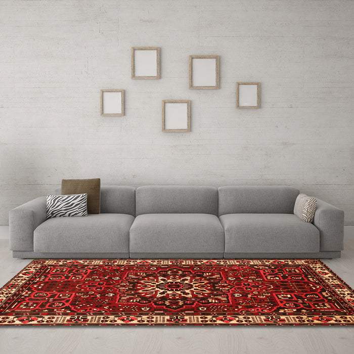 Machine Washable Persian Orange Traditional Area Rugs in a Living Room, wshtr972org