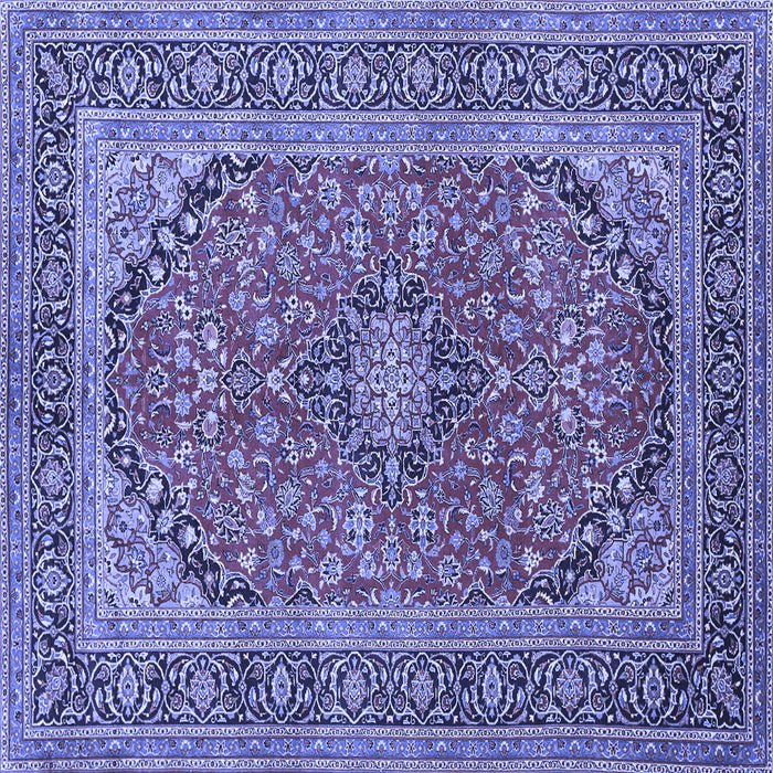 Square Machine Washable Persian Blue Traditional Rug, wshtr973blu