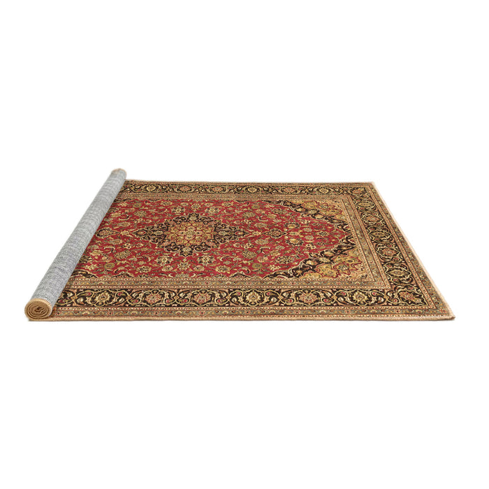 Sideview of Machine Washable Persian Brown Traditional Rug, wshtr973brn