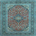 Square Machine Washable Persian Light Blue Traditional Rug, wshtr973lblu