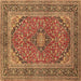 Square Machine Washable Persian Brown Traditional Rug, wshtr973brn