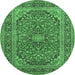 Round Persian Emerald Green Traditional Rug, tr973emgrn