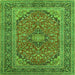 Round Machine Washable Persian Green Traditional Area Rugs, wshtr973grn