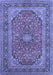 Machine Washable Persian Blue Traditional Rug, wshtr973blu