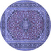 Round Machine Washable Persian Blue Traditional Rug, wshtr973blu