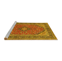 Sideview of Machine Washable Persian Yellow Traditional Rug, wshtr973yw