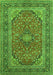 Serging Thickness of Machine Washable Persian Green Traditional Area Rugs, wshtr973grn
