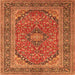 Round Machine Washable Persian Orange Traditional Area Rugs, wshtr973org