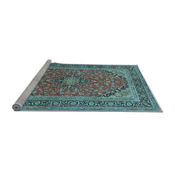 Sideview of Machine Washable Persian Light Blue Traditional Rug, wshtr973lblu