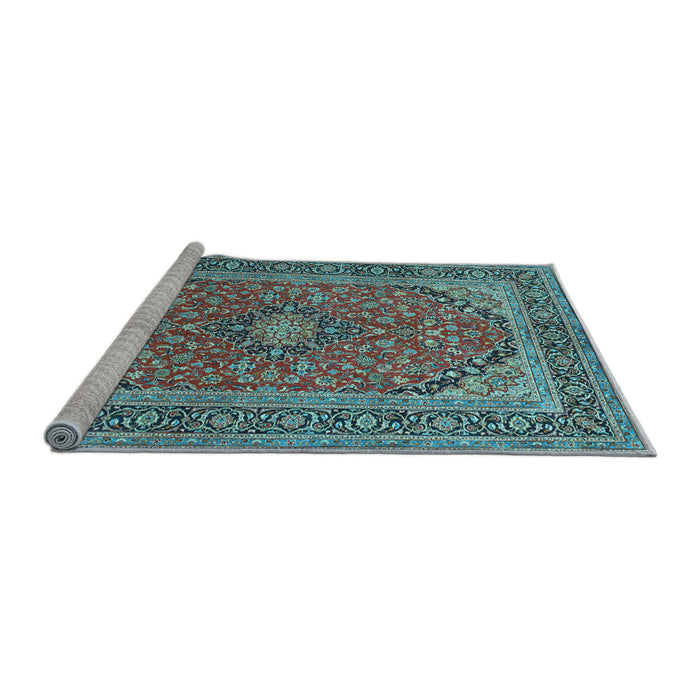Sideview of Machine Washable Persian Light Blue Traditional Rug, wshtr973lblu