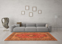 Machine Washable Persian Orange Traditional Rug, wshtr973org