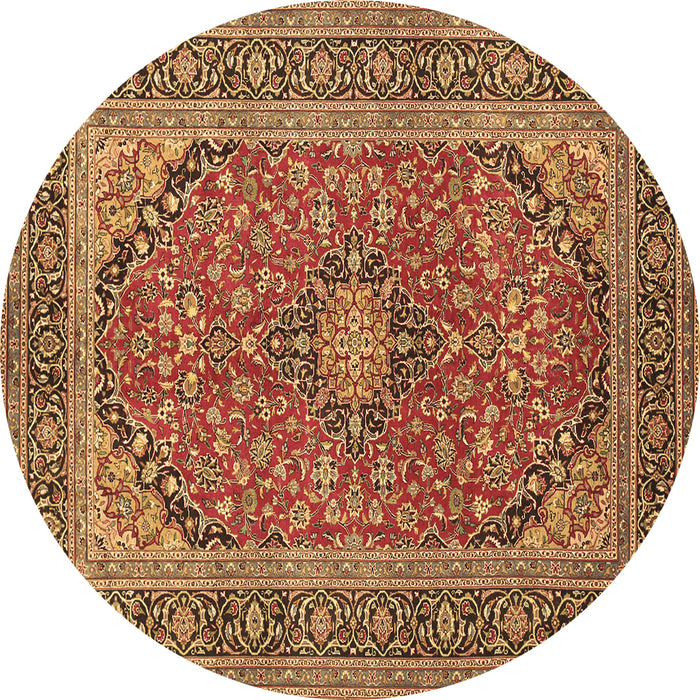 Round Persian Brown Traditional Rug, tr973brn