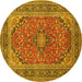Round Persian Yellow Traditional Rug, tr973yw
