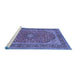 Sideview of Machine Washable Persian Blue Traditional Rug, wshtr973blu