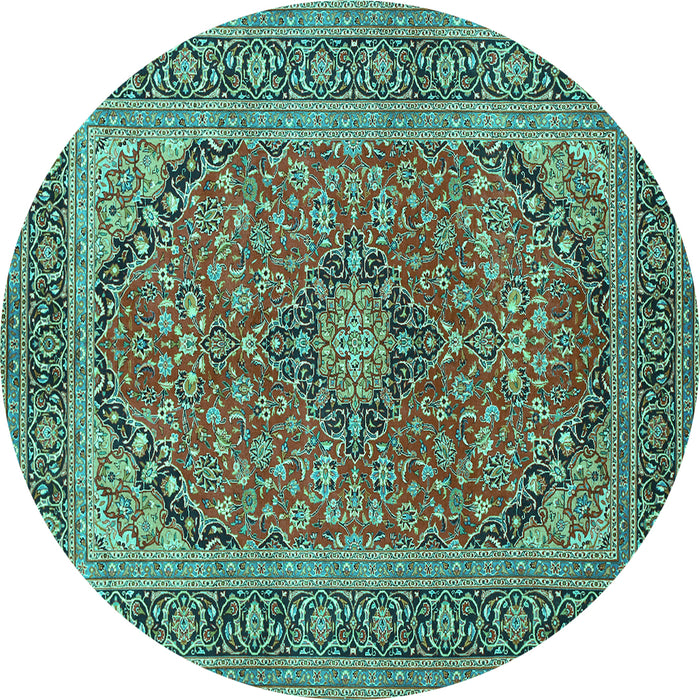 Round Persian Turquoise Traditional Rug, tr973turq