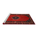 Sideview of Machine Washable Traditional Dark Brown Rug, wshtr974