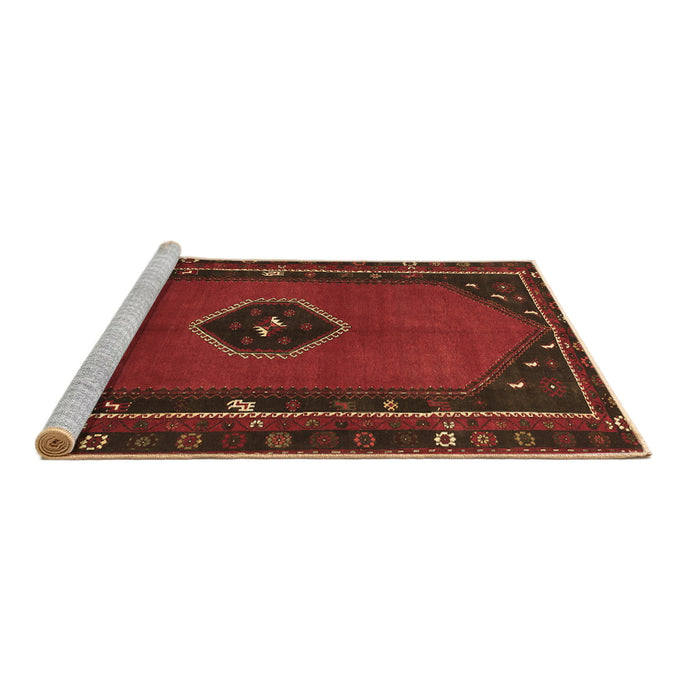 Sideview of Machine Washable Persian Brown Traditional Rug, wshtr974brn