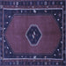 Square Machine Washable Persian Blue Traditional Rug, wshtr974blu