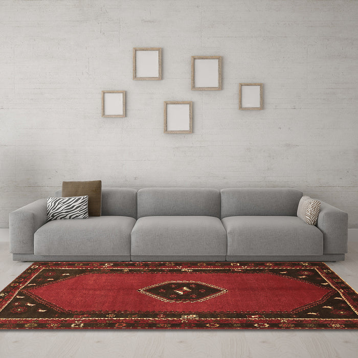 Machine Washable Persian Brown Traditional Rug in a Living Room,, wshtr974brn