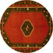 Round Persian Yellow Traditional Rug, tr974yw