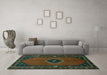 Machine Washable Persian Turquoise Traditional Area Rugs in a Living Room,, wshtr974turq