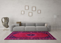 Machine Washable Persian Pink Traditional Rug, wshtr974pnk