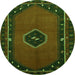 Square Persian Green Traditional Rug, tr974grn