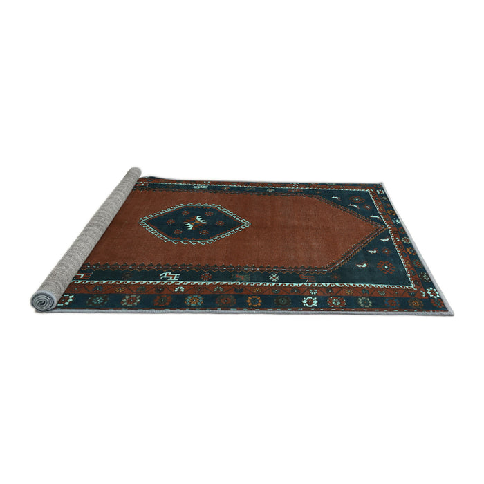 Sideview of Machine Washable Persian Light Blue Traditional Rug, wshtr974lblu