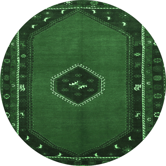 Round Persian Emerald Green Traditional Rug, tr974emgrn