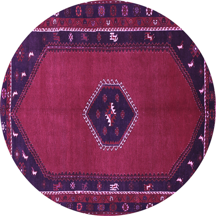 Round Persian Purple Traditional Rug, tr974pur