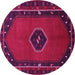 Round Machine Washable Persian Pink Traditional Rug, wshtr974pnk