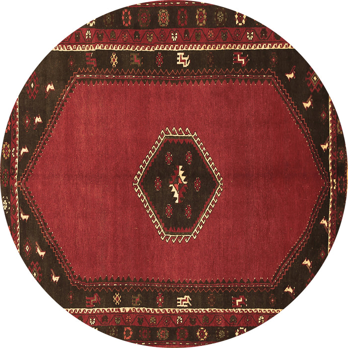 Round Persian Brown Traditional Rug, tr974brn