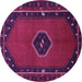 Round Machine Washable Persian Purple Traditional Area Rugs, wshtr974pur