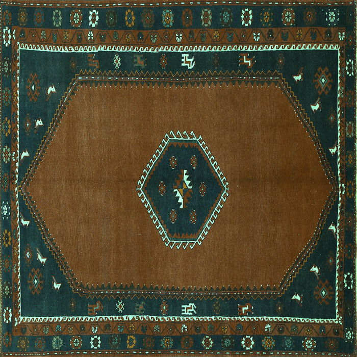 Square Persian Turquoise Traditional Rug, tr974turq