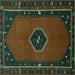 Square Persian Turquoise Traditional Rug, tr974turq