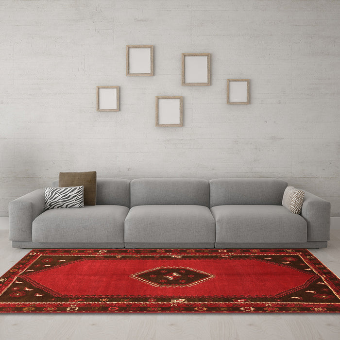 Machine Washable Persian Orange Traditional Area Rugs in a Living Room, wshtr974org