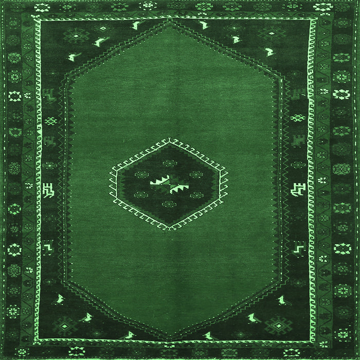 Square Persian Emerald Green Traditional Rug, tr974emgrn