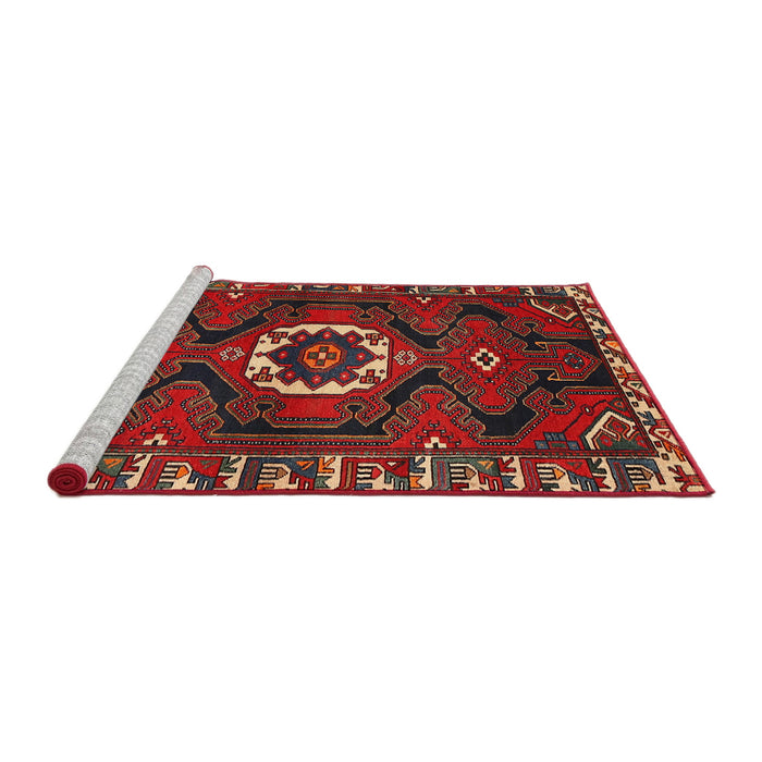 Sideview of Machine Washable Traditional Brown Rug, wshtr975