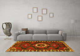 Machine Washable Persian Yellow Traditional Rug in a Living Room, wshtr975yw