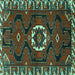 Square Machine Washable Persian Turquoise Traditional Area Rugs, wshtr975turq