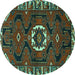 Round Persian Turquoise Traditional Rug, tr975turq