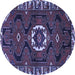 Round Persian Blue Traditional Rug, tr975blu