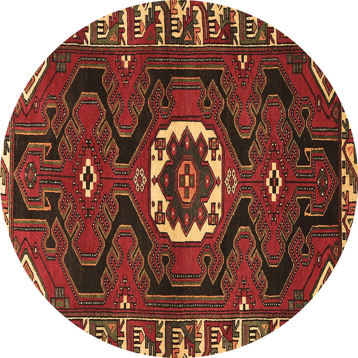 Round Persian Brown Traditional Rug, tr975brn