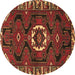 Round Persian Brown Traditional Rug, tr975brn